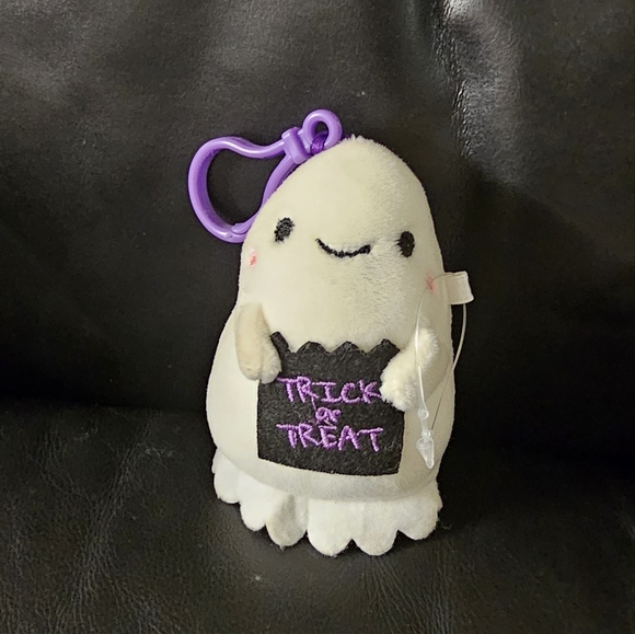 Halloween Plush White Costume Ghost Backpack Clip Purse Charm NWOT - Picture 6 of 7